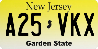 NJ license plate A25VKX