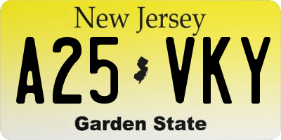 NJ license plate A25VKY