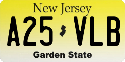NJ license plate A25VLB