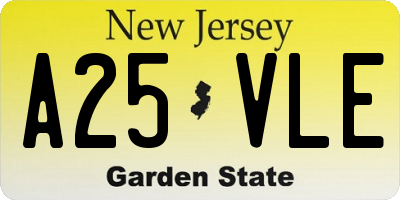 NJ license plate A25VLE