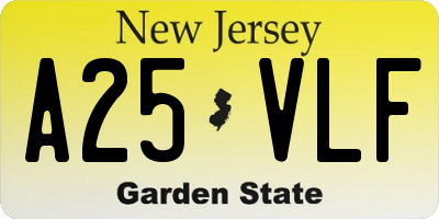 NJ license plate A25VLF