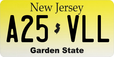 NJ license plate A25VLL