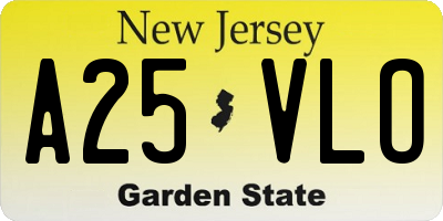 NJ license plate A25VLO