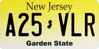NJ license plate A25VLR