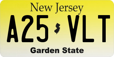 NJ license plate A25VLT