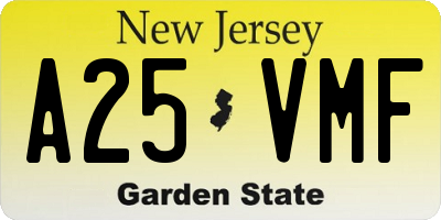 NJ license plate A25VMF