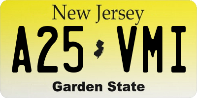 NJ license plate A25VMI
