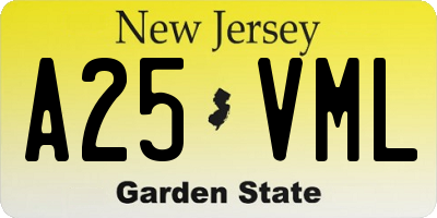 NJ license plate A25VML