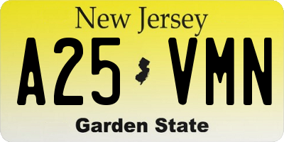 NJ license plate A25VMN