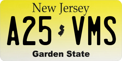 NJ license plate A25VMS