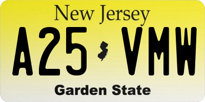 NJ license plate A25VMW