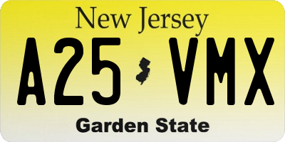 NJ license plate A25VMX