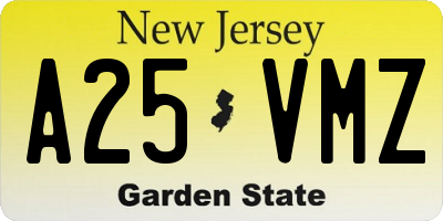 NJ license plate A25VMZ