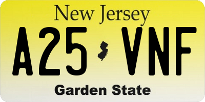 NJ license plate A25VNF