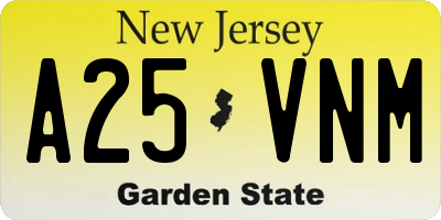 NJ license plate A25VNM