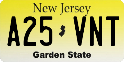 NJ license plate A25VNT