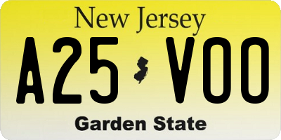 NJ license plate A25VOO