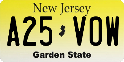 NJ license plate A25VOW