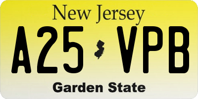 NJ license plate A25VPB