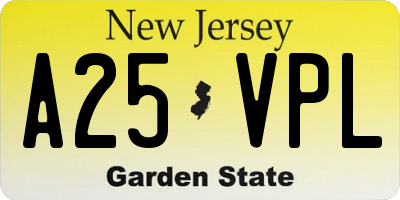 NJ license plate A25VPL