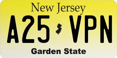 NJ license plate A25VPN