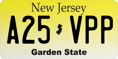 NJ license plate A25VPP