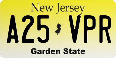 NJ license plate A25VPR