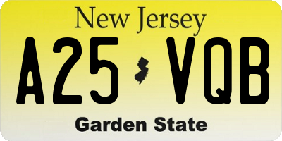 NJ license plate A25VQB