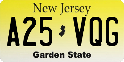 NJ license plate A25VQG