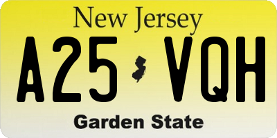 NJ license plate A25VQH