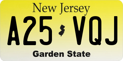 NJ license plate A25VQJ
