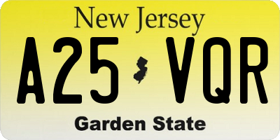 NJ license plate A25VQR