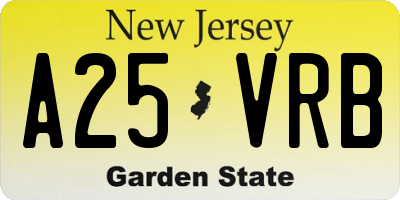 NJ license plate A25VRB