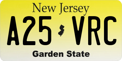 NJ license plate A25VRC