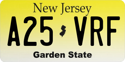 NJ license plate A25VRF