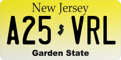 NJ license plate A25VRL