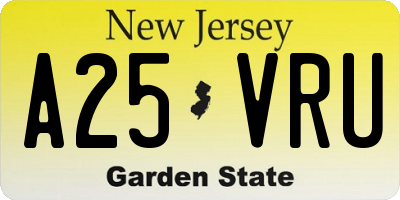 NJ license plate A25VRU