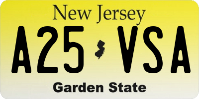 NJ license plate A25VSA