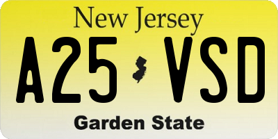NJ license plate A25VSD