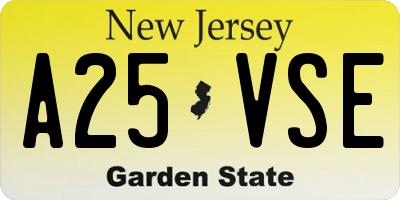 NJ license plate A25VSE