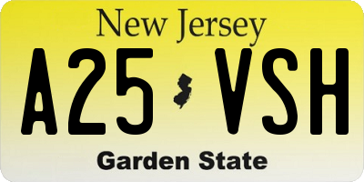 NJ license plate A25VSH