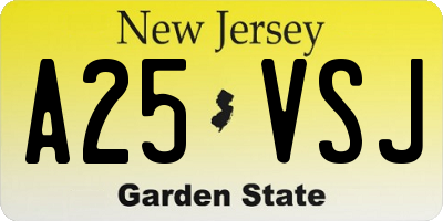 NJ license plate A25VSJ