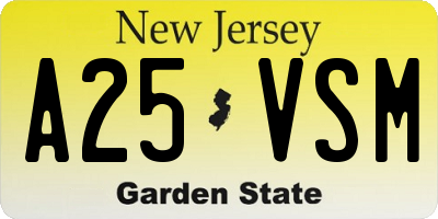 NJ license plate A25VSM