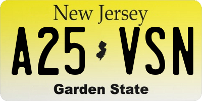 NJ license plate A25VSN