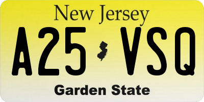 NJ license plate A25VSQ