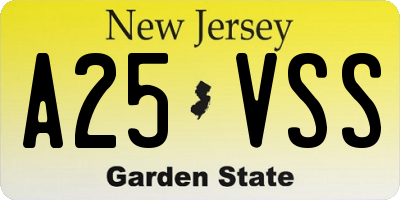 NJ license plate A25VSS