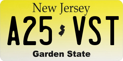 NJ license plate A25VST