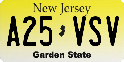 NJ license plate A25VSV