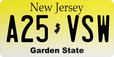 NJ license plate A25VSW