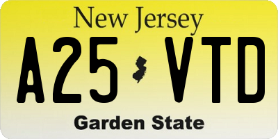 NJ license plate A25VTD